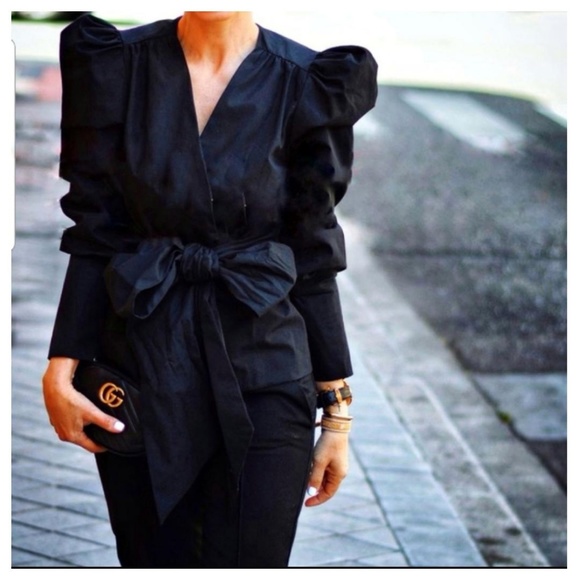 Zara Jackets & Coats Zara Puff Sleeves Jacket With Tie 7685 Poshmark